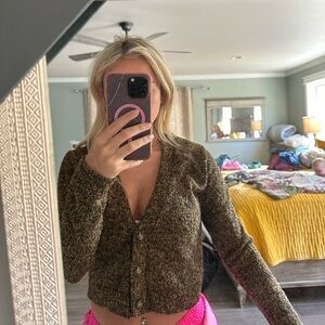 Cropped button up sweater